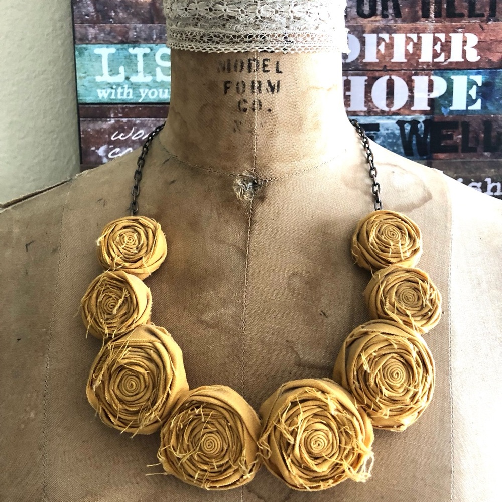 Handcrafted Yellow Floral Statement Necklace - Women Jewelry